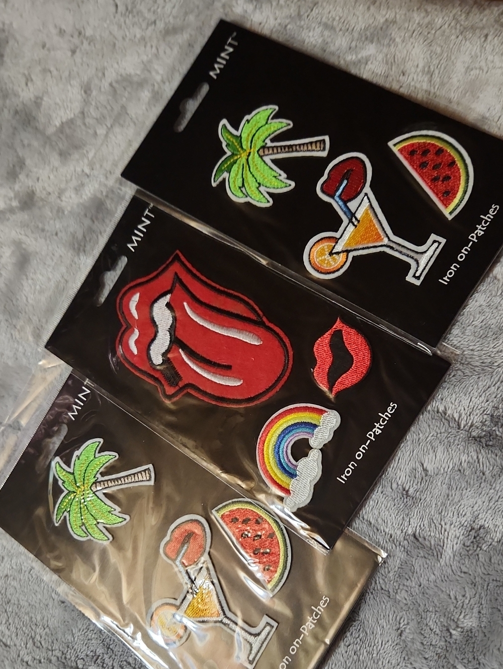 Mint Iron-On Patch Set with Red, Green, Yellow and Rainbow Accents 3 Packs...